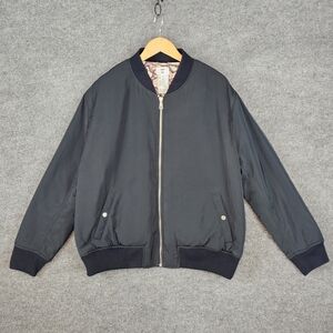 Men's "Mode of One" Black Bomber Jacket with Patterned Reversible Side. Size